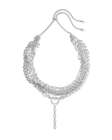 KENDRA SCOTT- Bella Rhodium Statement Necklace in White CZ